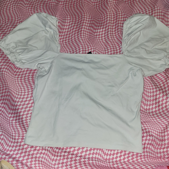 White puff sleeves crop top - Picture 2 of 3